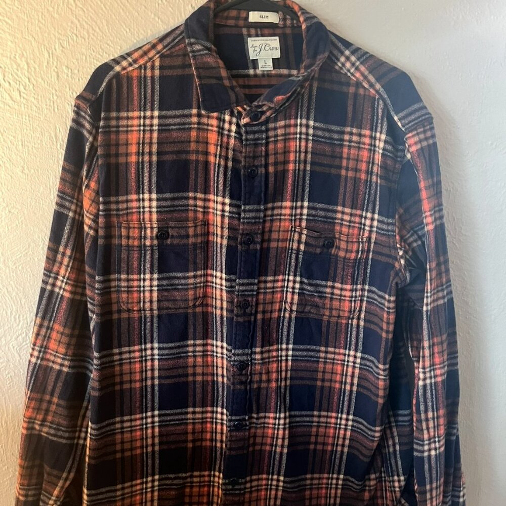 Orange J-Crew Buttondown Flannel